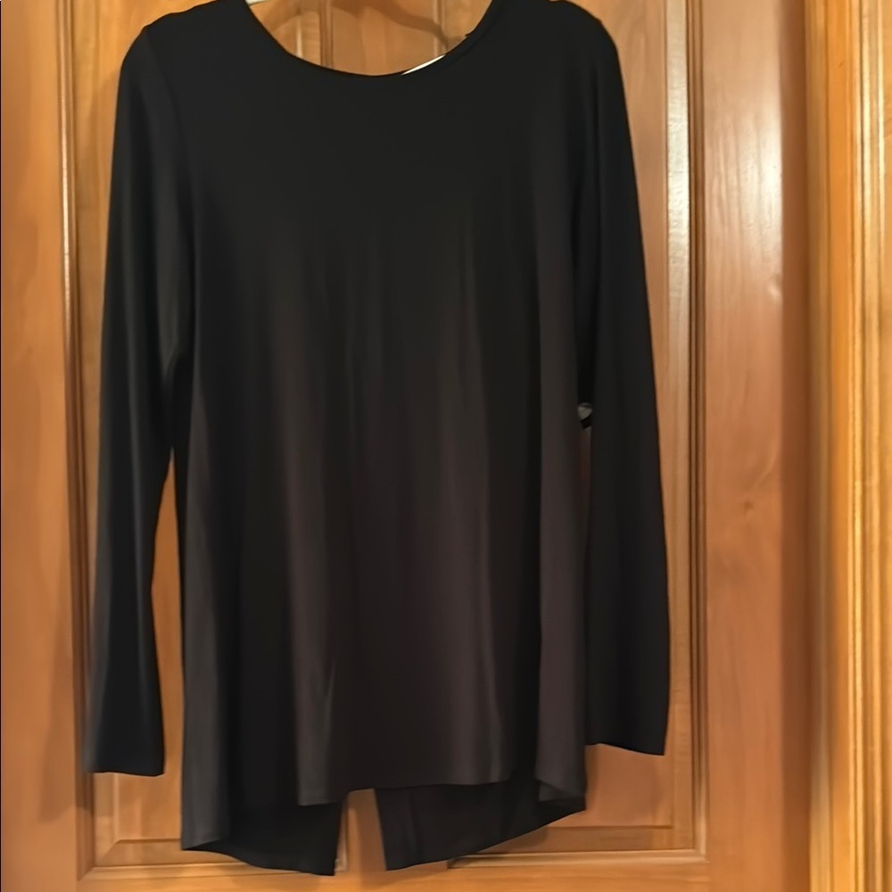 Black Relaxed Tunic with Crew Neck